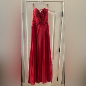 Jovani Strapless Red Pleated Dress